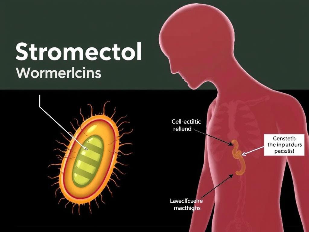 Illustration showing how Stromectol (Ivermectin) works against parasites in the human body