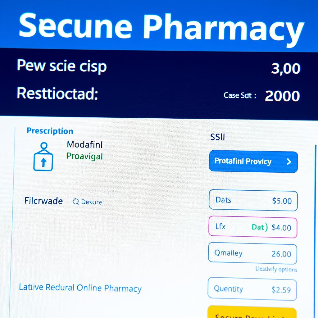 Secure online pharmacy checkout process for modafinil