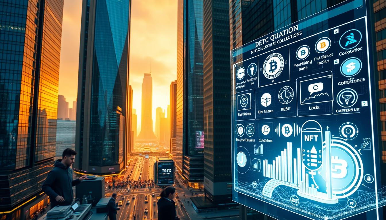 A sleek, futuristic cityscape with towering skyscrapers and gleaming glass facades. In the foreground, a holographic display showcases a variety of digital assets, including cryptocurrencies, DeFi protocols, and NFT collections. The middle ground features a bustling financial district, with traders and investors navigating a complex web of digital transactions, their faces illuminated by the glow of their handheld devices. The background is bathed in a warm, golden light, suggesting a sense of prosperity and growth in the advanced crypto economy. The scene is captured with a wide-angle lens, creating a sense of depth and scale, and the lighting is dramatic, with sharp contrasts and subtle highlights to emphasize the technological sophistication of the environment.