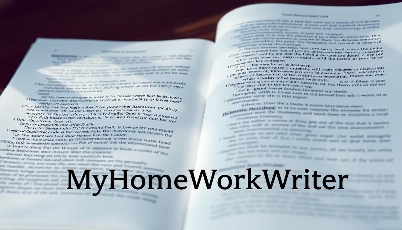 A high-quality academic paper with a sophisticated layout, featuring a clean and minimalist design. The pages are filled with expertly-written content, neatly organized into sections with clear headings. The paper exudes an air of professionalism, with a well-structured flow and seamless integration of relevant sources. Subtle lighting casts a warm, scholarly glow, highlighting the quality of the writing and attention to detail. In the foreground, the MyHomeWorkWriter brand name is prominently displayed, reflecting the expert academic writing services offered. The overall impression is one of excellence, reliability, and a commitment to producing outstanding academic work.