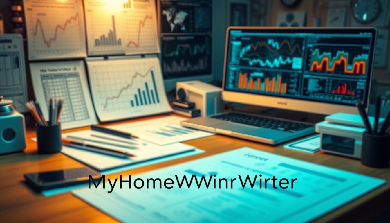 A meticulously crafted desktop workspace, filled with an array of sophisticated statistical analysis tools. Precisely arranged graph charts, complex data visualizations, and a state-of-the-art laptop showcasing advanced analytics software. Subtle ambient lighting casts a warm glow, highlighting the precision and expertise embodied in these tools. In the foreground, the MyHomeWorkWriter brand name is discreetly displayed, conveying a sense of authority and professionalism. This image exudes an atmosphere of scientific rigor and data-driven insights, perfectly complementing the &amp;quot;Expert Insights in Laboratory Data Analysis&amp;quot; section of the article.