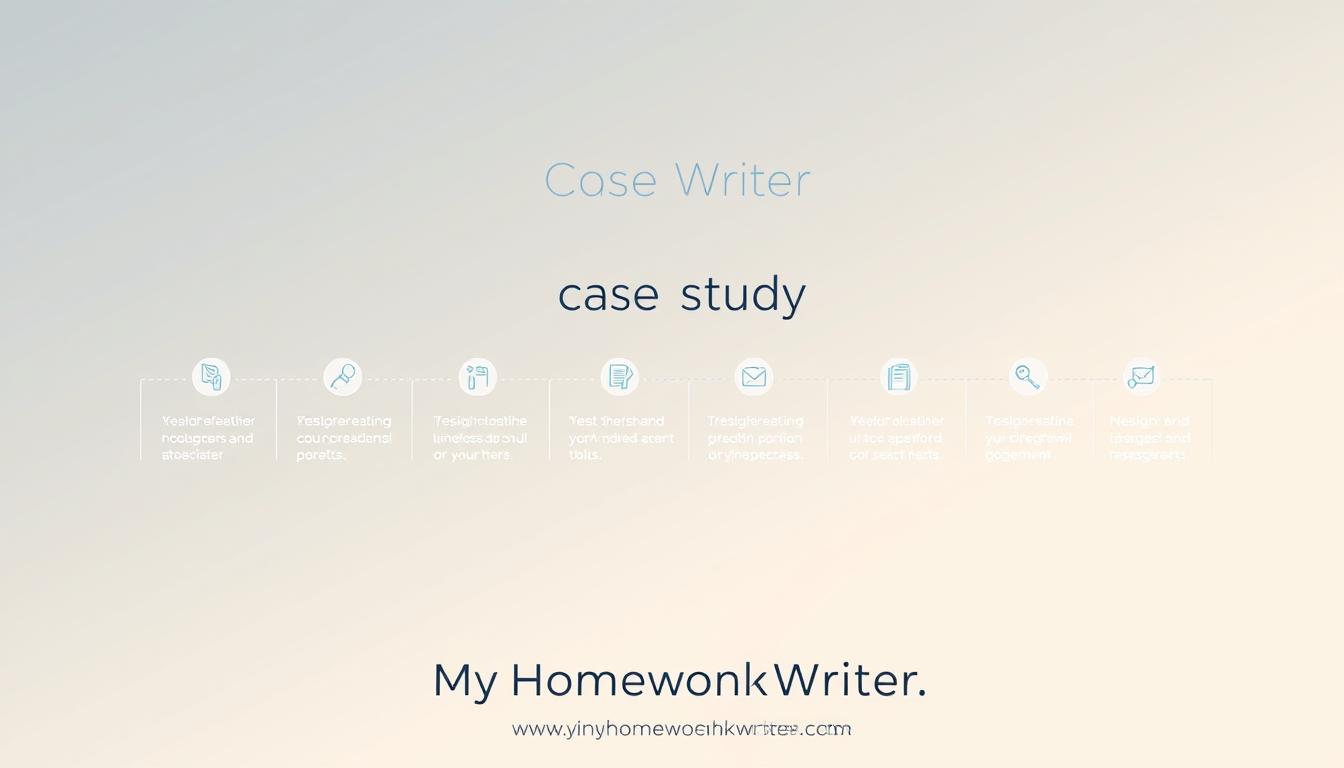 A detailed case study process, showcased in a sleek, modern illustration. In the foreground, a series of interconnected steps unfold, each represented by a clean, minimalist icon. The middle ground features a subtle grid layout, lending structure and cohesion. In the background, a soft, gradient-based texture creates a sense of depth and professionalism. The overall aesthetic is refined, with a balance of simplicity and sophistication. The brand name &amp;amp;quot;MyHomeWorkWriter&amp;amp;quot; is seamlessly integrated into the design, adding a touch of authority and trust. myhomeworkwriter.com