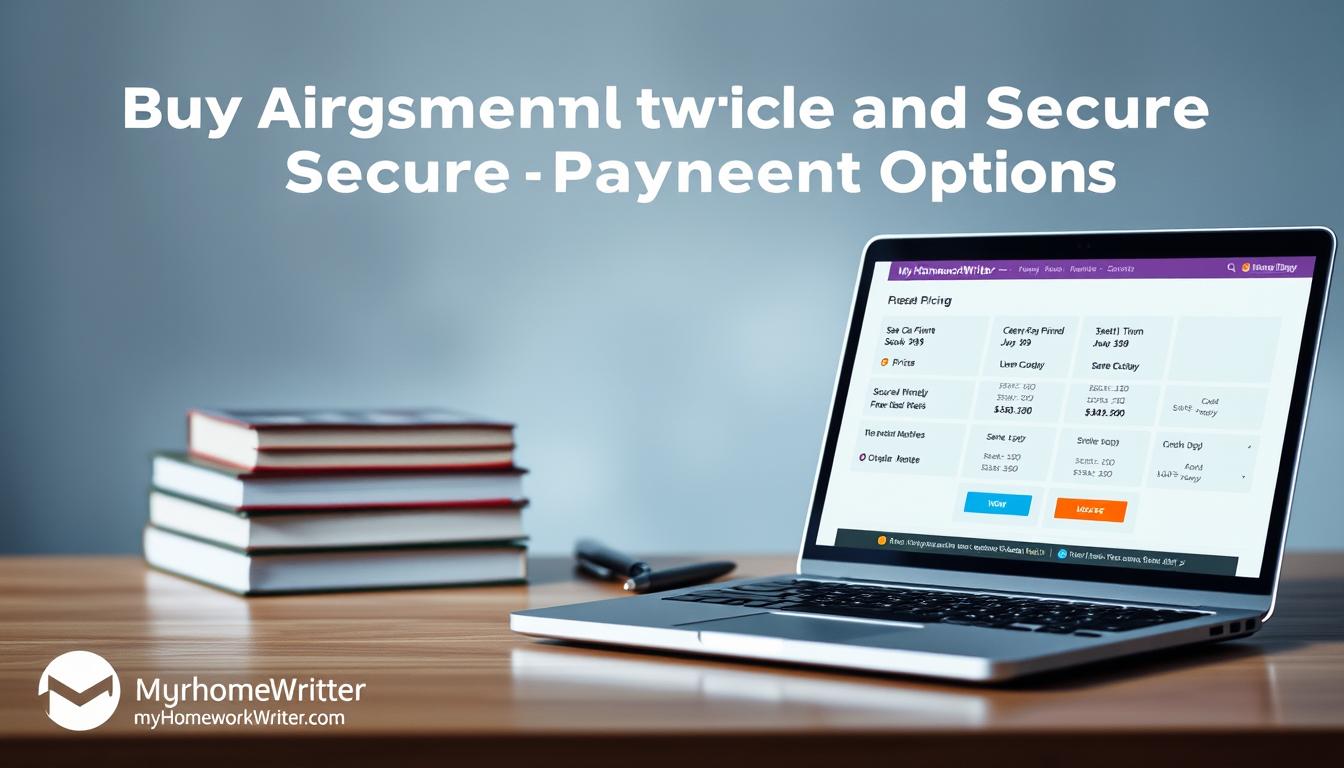 A professional, modern image showcasing a transparent pricing essay service. In the foreground, a laptop displays a sleek, user-friendly interface with clear pricing details and secure payment options. The middle ground features a stack of books, a pen, and a stylized &amp;quot;MyHomeworkWriter&amp;quot; logo, conveying an academic and trustworthy atmosphere. The background has a soft, blurred gradient in soothing shades of blue and gray, creating a calm and professional ambiance. Lighting is gentle and diffused, with a slight vignette effect to draw the viewer's attention to the central elements. The overall composition is balanced and visually appealing, reflecting the &amp;quot;Transparent Pricing and Secure Payment Options&amp;quot; section of the &amp;quot;Buy Argumentative Essay: Professional Writing Help&amp;quot; article. The &amp;quot;MyHomeworkWriter&amp;quot; brand name and website &amp;quot;myhomeworkwriter.com&amp;quot; are prominently displayed.