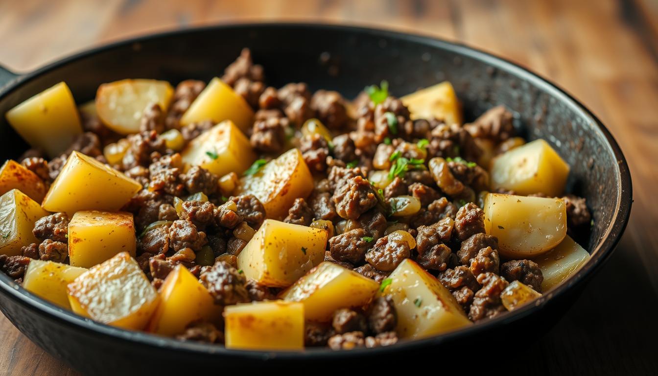 Quick Ground Beef Potato Dinner Skillet