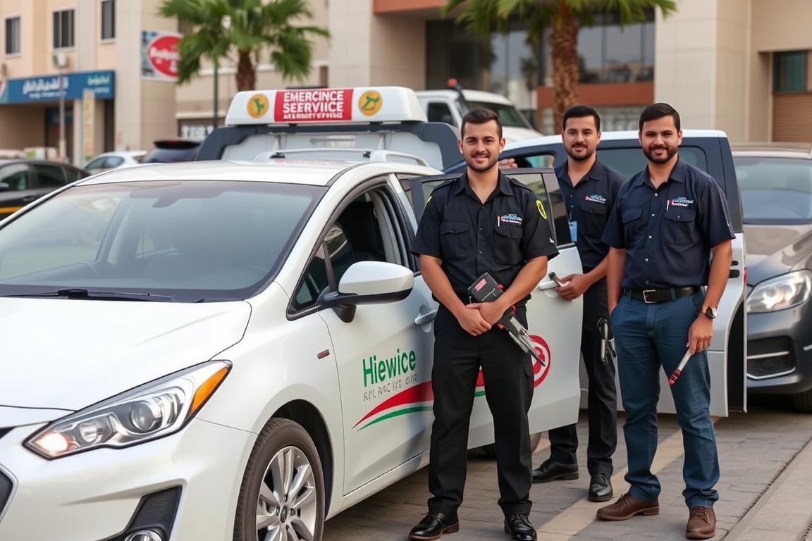 فريق فتح سيارات حولي الكويت المحترف مع سيارة الخدمة المتنقلة
