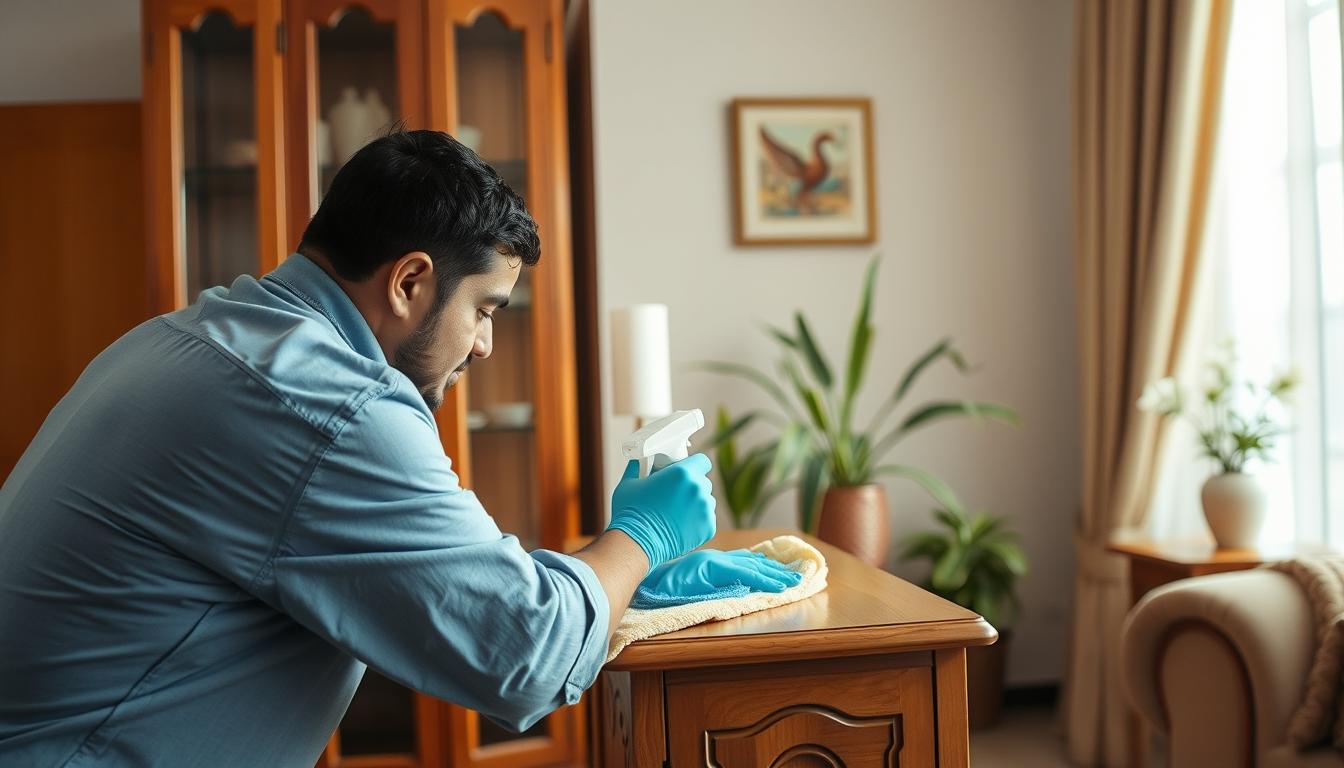 تنظيف وتلميع أثاث خشبي مستعمل