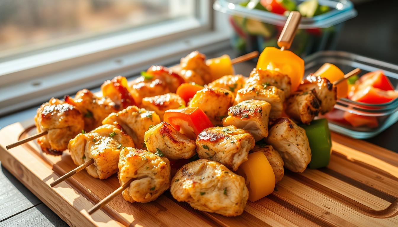 savory chicken skewers meal prep