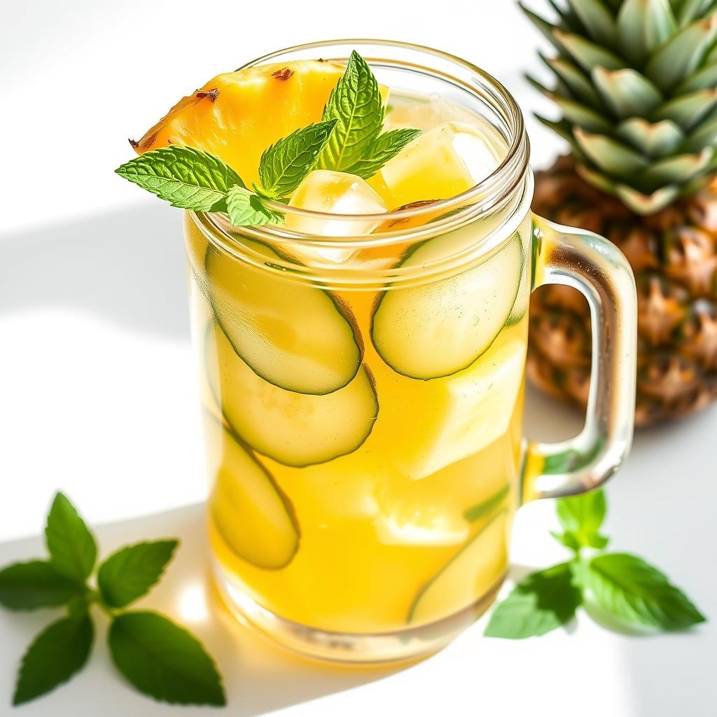 Pineapple Detox Drink with cucumber and mint