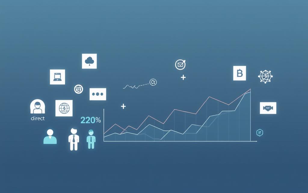 A visually striking composition depicting various types of web traffic displayed through a clean, minimalist design. The foreground features stylized icons or symbols representing unique visitor behaviors such as direct, referral, organic search, social media, and paid traffic. These are arranged in a dynamic, asymmetrical layout that guides the viewer's eye across the frame. The middle ground showcases a sleek, abstract visualization of web analytics data, using lines, shapes, and colors to convey metrics like user sessions, bounce rates, and conversion funnels. The background is a muted, gradient-based palette that provides visual harmony and emphasizes the central subject. The overall mood is one of clarity, efficiency, and technological sophistication, reflecting the informative nature of the content.