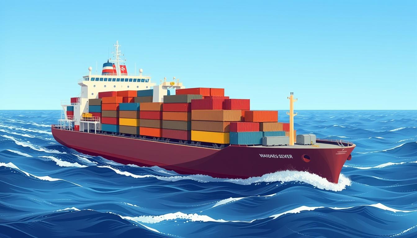 Image of a cargo ship carrying goods across the ocean