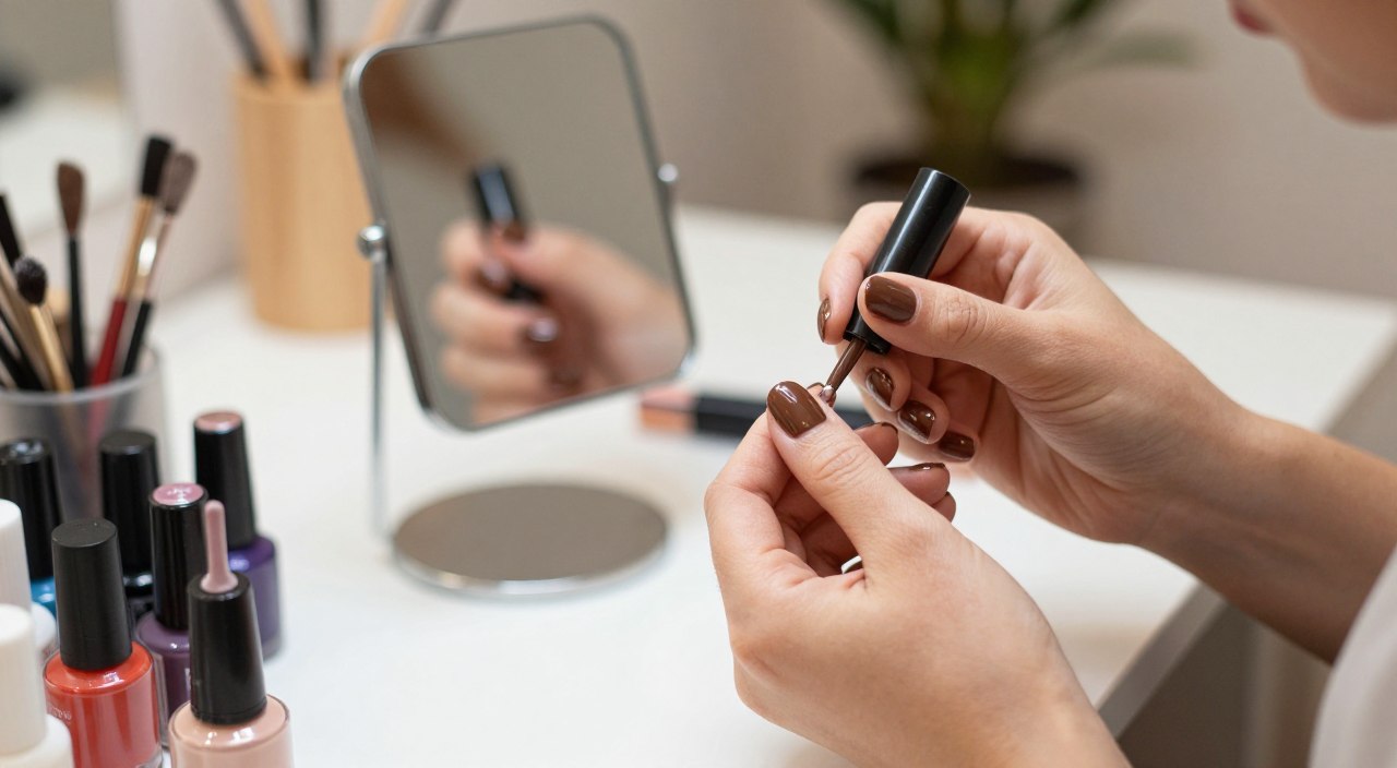 chocolate glazed nails application technique tutorial