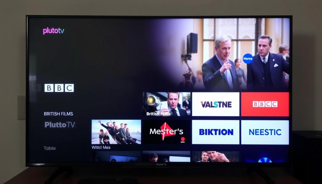 Pluto TV interface showing UK-specific channels