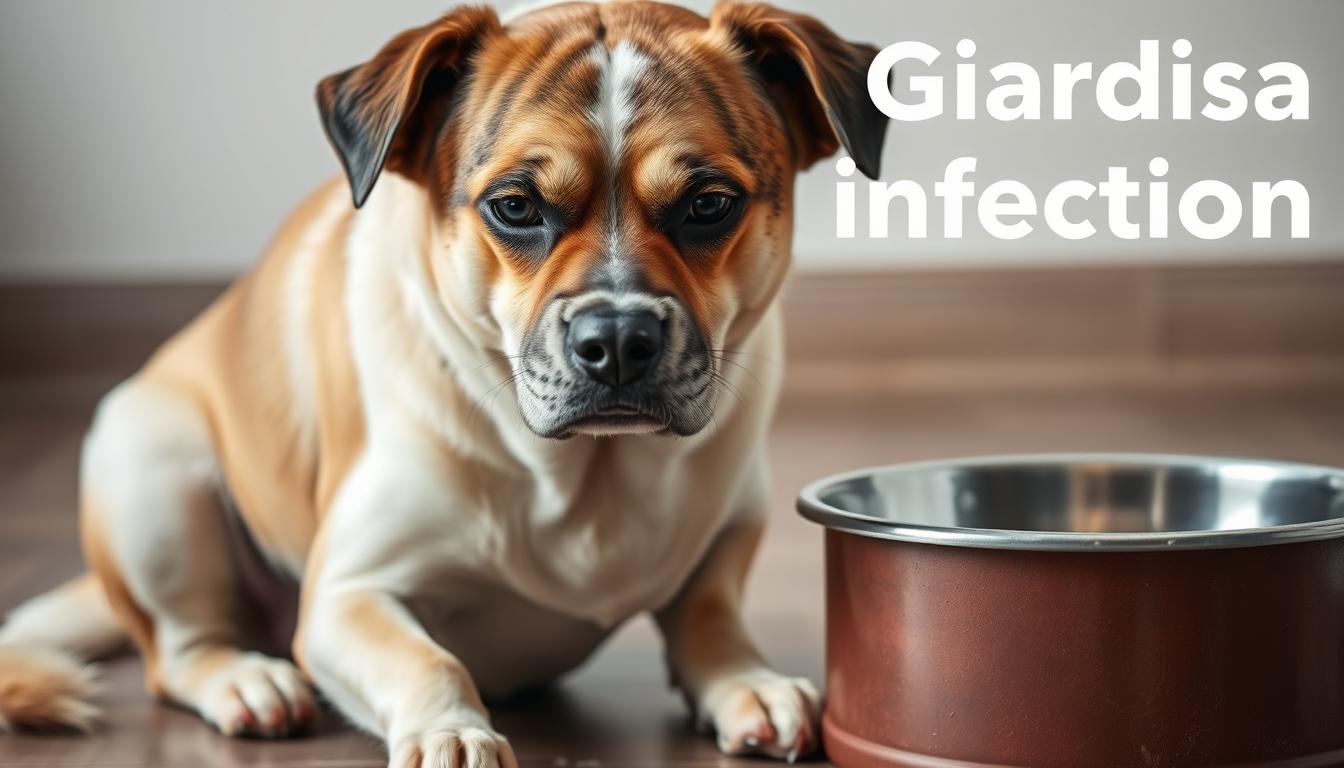 Dog with symptoms of Giardia infection looking unwell