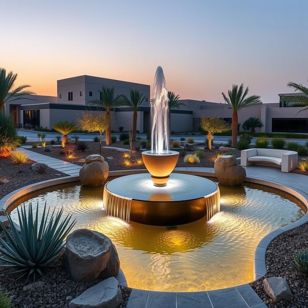 Water feature design for Abu Dhabi landscape project by Akkad Consultants