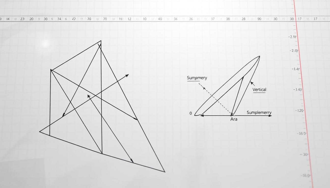 A detailed technical diagram depicting the fundamental theorem of angles. In the foreground, a geometric construction featuring a series of intersecting lines and angles, rendered in a precise, technical style with clean linework and a muted color palette. The middle ground showcases the key concepts, such as supplementary, complementary, and vertical angles, illustrated through the geometric arrangement. The background features a subtle grid or graph paper texture, creating a sense of mathematical precision. The lighting is soft and diffused, with highlights accentuating the geometric forms. The overall mood is one of academic rigor and scientific clarity, suitable for illustrating a comprehensive guide to lines and angles in mathematics.