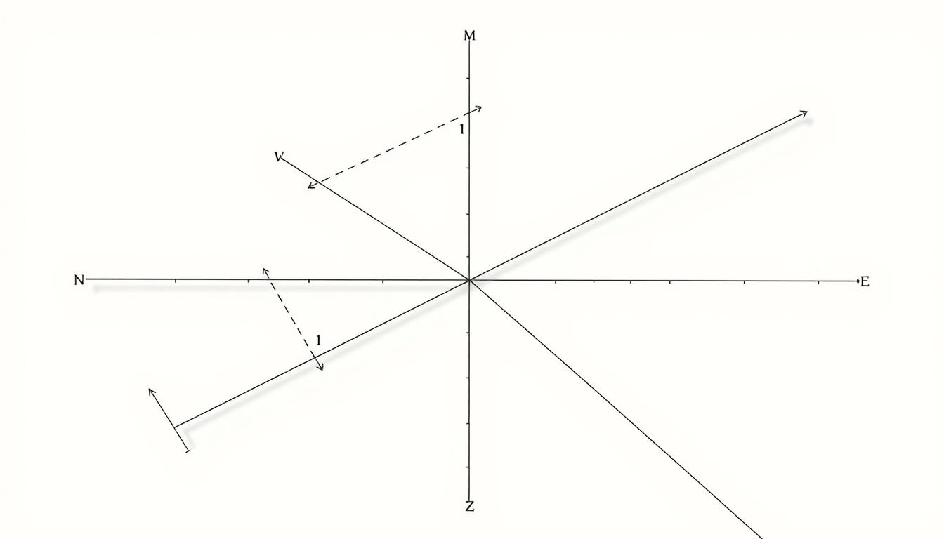 Detailed technical diagram depicting mathematical lines and angles. Crisp, clean vector-style illustration with a focus on clear visualization of geometric concepts. Precise lines, angles, and shapes with minimal extraneous details. Evenly distributed lighting, casting subtle shadows to enhance depth and dimensionality. Neutral background in muted tones, allowing the core geometrical elements to take center stage. The overall composition should convey a sense of order, balance, and educational purpose to support the subject matter.