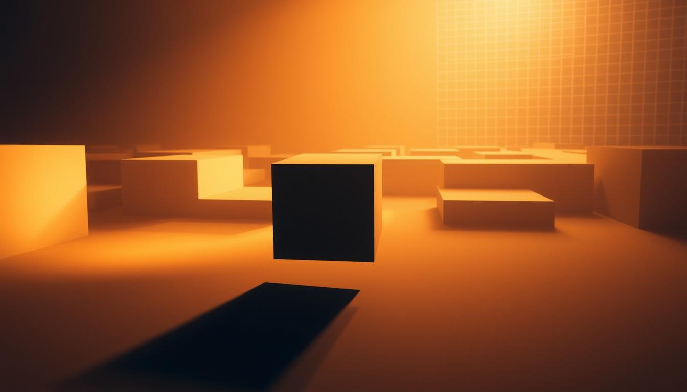 A vast, three-dimensional Euclidean space, illuminated by warm, directional lighting that casts subtle shadows. In the foreground, a geometric shape - perhaps a cube or a platonic solid - hovers, its surfaces and edges precisely defined. In the middle ground, a series of intersecting planes and shapes create a sense of depth and perspective, hinting at the underlying principles of Euclidean geometry. In the background, a faint grid or wireframe structure suggests the infinite, unbounded nature of this geometric realm. The overall mood is one of contemplation and discovery, inviting the viewer to explore the elegant foundations of this mathematical world.