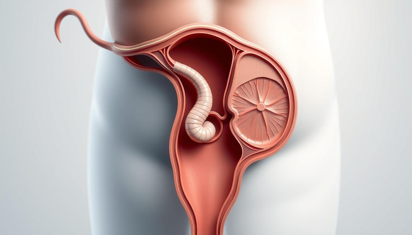 A cross-sectional illustration of the male reproductive anatomy, focusing on the epididymis. Rendered in high detail, with a neutral, clinical tone. The epididymis, a small, coiled tube located at the back of the testicle, is prominently featured, highlighted in anatomically accurate detail. The surrounding structures, such as the vas deferens and spermatic cord, are visible in the midground, providing context. The background is a clean, white medical environment, allowing the subject to stand out. Lighting is soft and diffuse, casting gentle shadows to accentuate the three-dimensional form. The overall mood is one of educational clarity, suitable for an informative medical article.