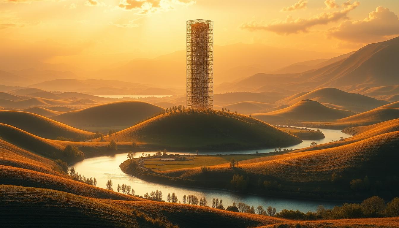 A stunning digital illustration showcasing the beauty of optimization in computer science. In the foreground, a serene landscape unfolds, with rolling hills and a peaceful river winding through. In the middle ground, a towering data structure towers above, its intricate algorithms and interconnected nodes forming a majestic, technological wonder. The background is bathed in a warm, golden glow, suggesting the power and efficiency that optimization brings to the field of informatics. The image is captured with a wide-angle lens, emphasizing the grand scale and scope of the subject matter. The overall mood is one of awe and wonder, inspiring the viewer to explore the depths of this fascinating domain.