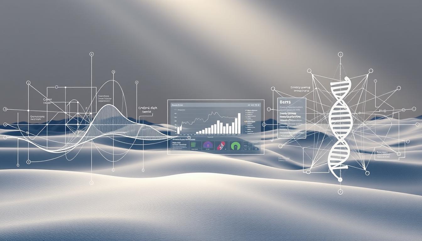 A complex, intricate diagram depicting the latest advancements in mathematical optimization algorithms. In the foreground, a detailed visualization of various optimization techniques, such as gradient descent, simulated annealing, and genetic algorithms, each represented by clean, geometric shapes and lines. In the middle ground, a sleek, futuristic-looking interface showcasing the practical applications of these algorithms in business and finance, with charts, graphs, and data visualizations. In the background, a serene, minimalist landscape, bathed in soft, directional lighting, symbolizing the elegance and power of mathematical optimization. The overall mood is one of sophistication, innovation, and the seamless integration of advanced mathematics and real-world problem-solving.