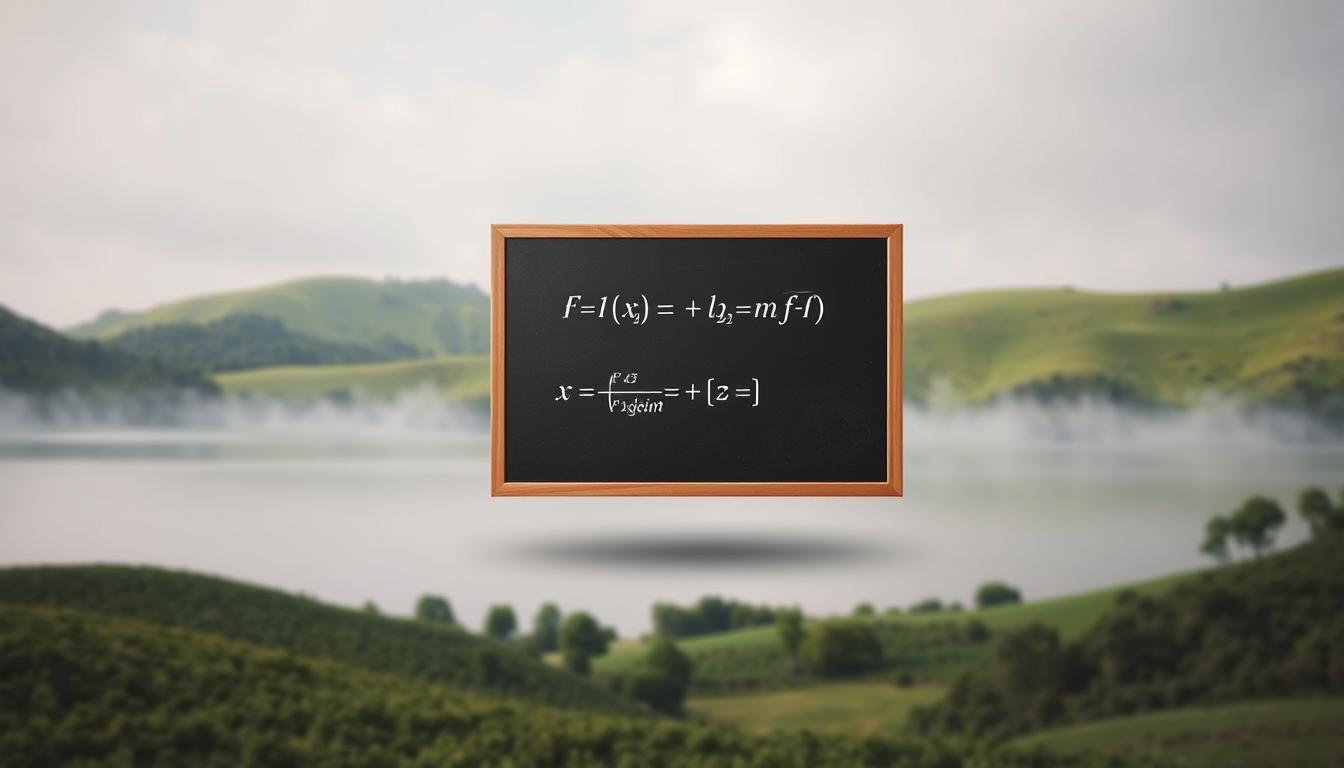 A peaceful, contemplative scene of a differential equation unfolding in a serene natural setting. A lush, verdant landscape with rolling hills and a tranquil lake in the foreground, reflecting the sky's soft, diffused light. In the middle ground, a chalkboard-like surface floats, displaying the elegant curves and symbols of a differential equation, as if suspended in midair. The background is a hazy, atmospheric expanse of clouds, suggesting the abstract, thought-provoking nature of the subject. The overall mood is one of quiet contemplation, inviting the viewer to ponder the intricacies and insights of differential equations.