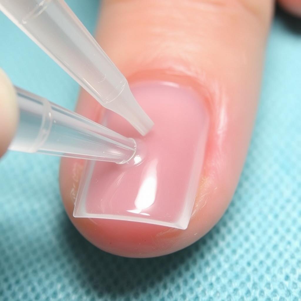 Aplicação de fibra de vidro para alongamento de unhas