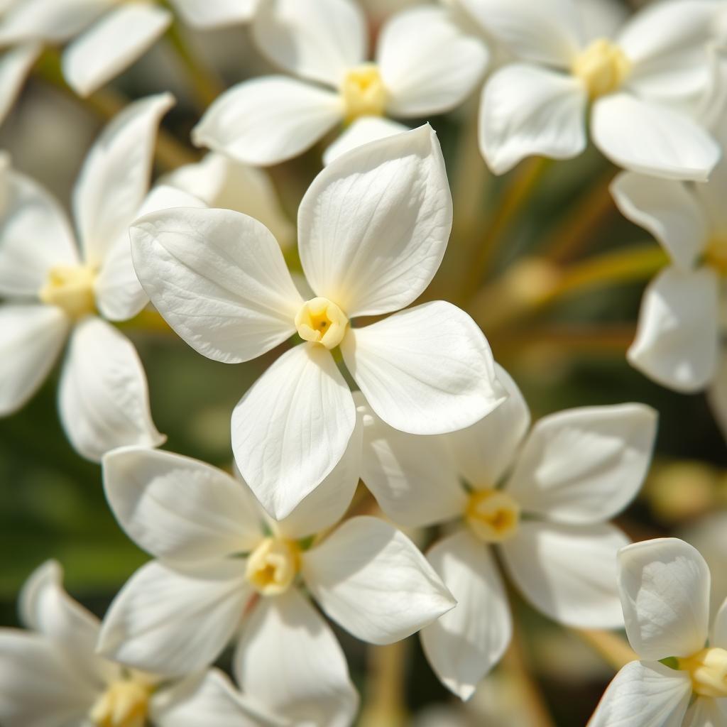 Close-up of white jasmine flowers showing delicate petals