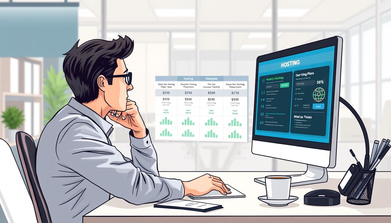 Honest Goviralhost hosting review 2025 India 2 Generate an image of a person looking at a computer screen displaying various hosting plans