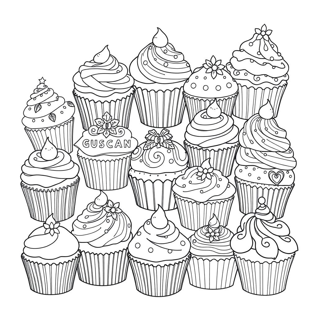 themed cupcake coloring pages