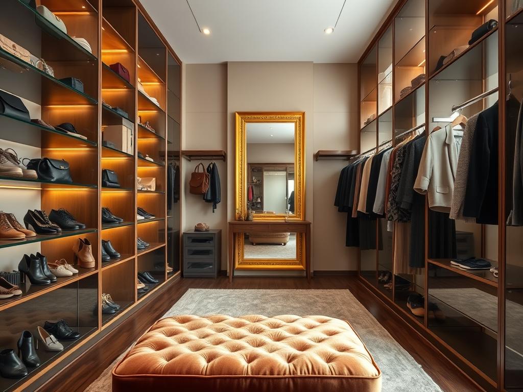 modern luxury walk-in closet