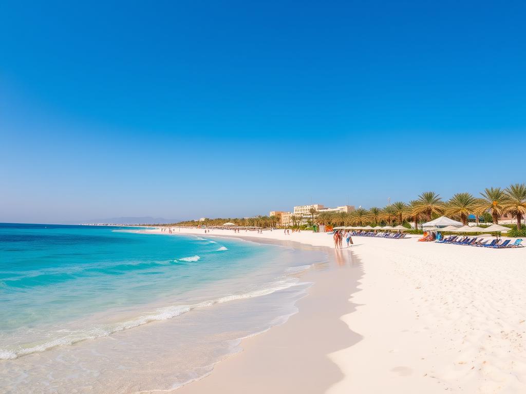 Praia em Hurghada durante a melhor época para visitar o Egito
