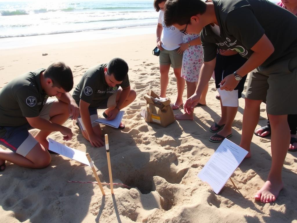 Monitoramento de ninhos de tartarugas marinhas pelo Projeto Tamar em Praia do Forte