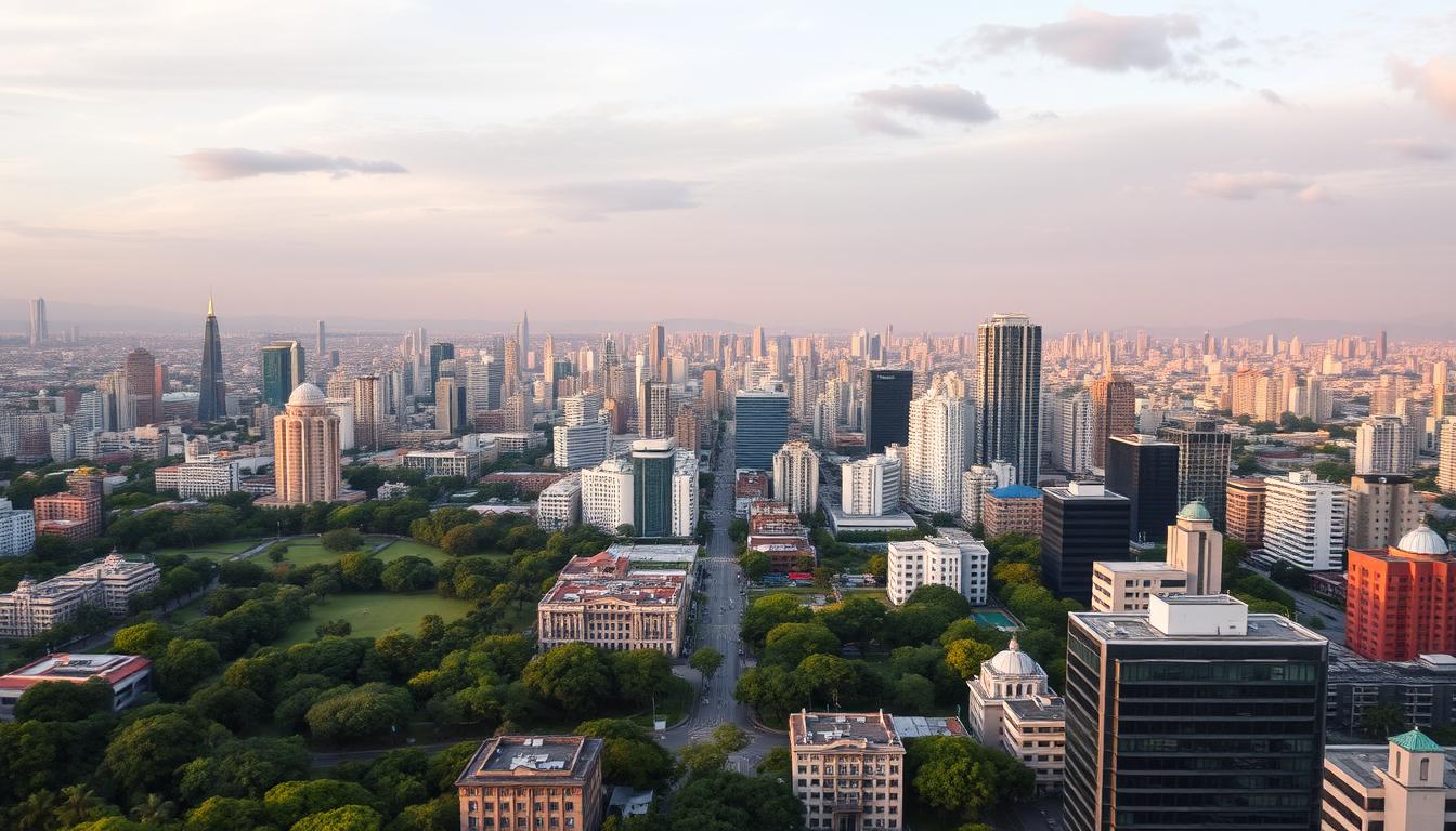 Vista panorâmica de São Paulo mostrando a diversidade da cidade, representando a melhor época para visitar São Paulo em qualquer estação