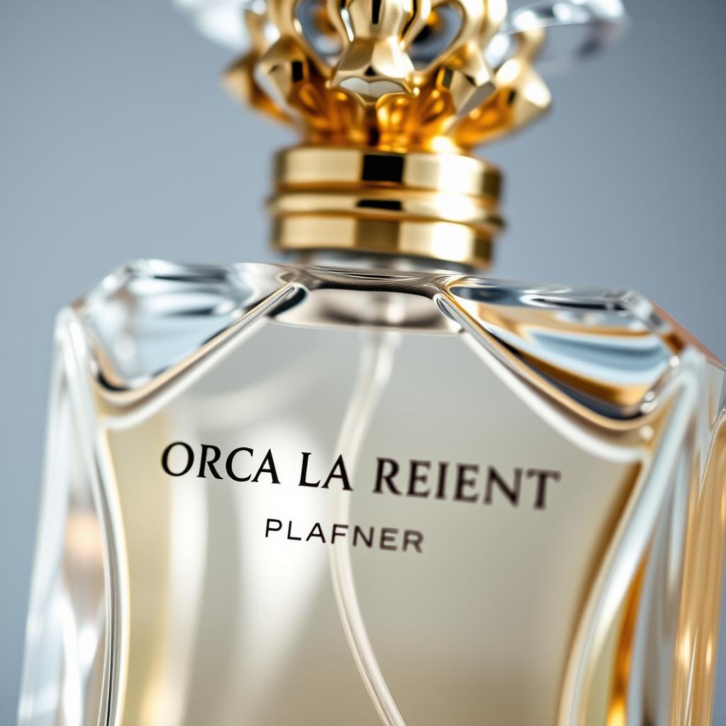 Close-up of an Oscar de la Renta perfume bottle showing its elegant crystal design