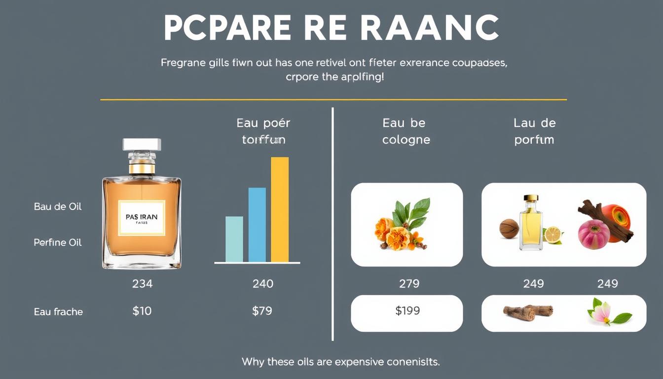 Visual comparison of price differences between fragrance types with perfume oil extraction process