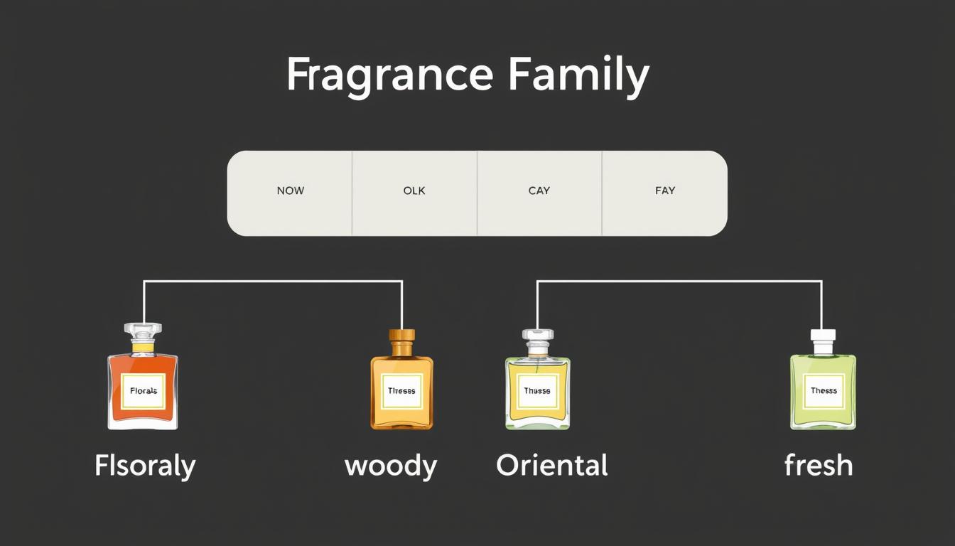 Chart showing different fragrance families and how they complement each other for layering