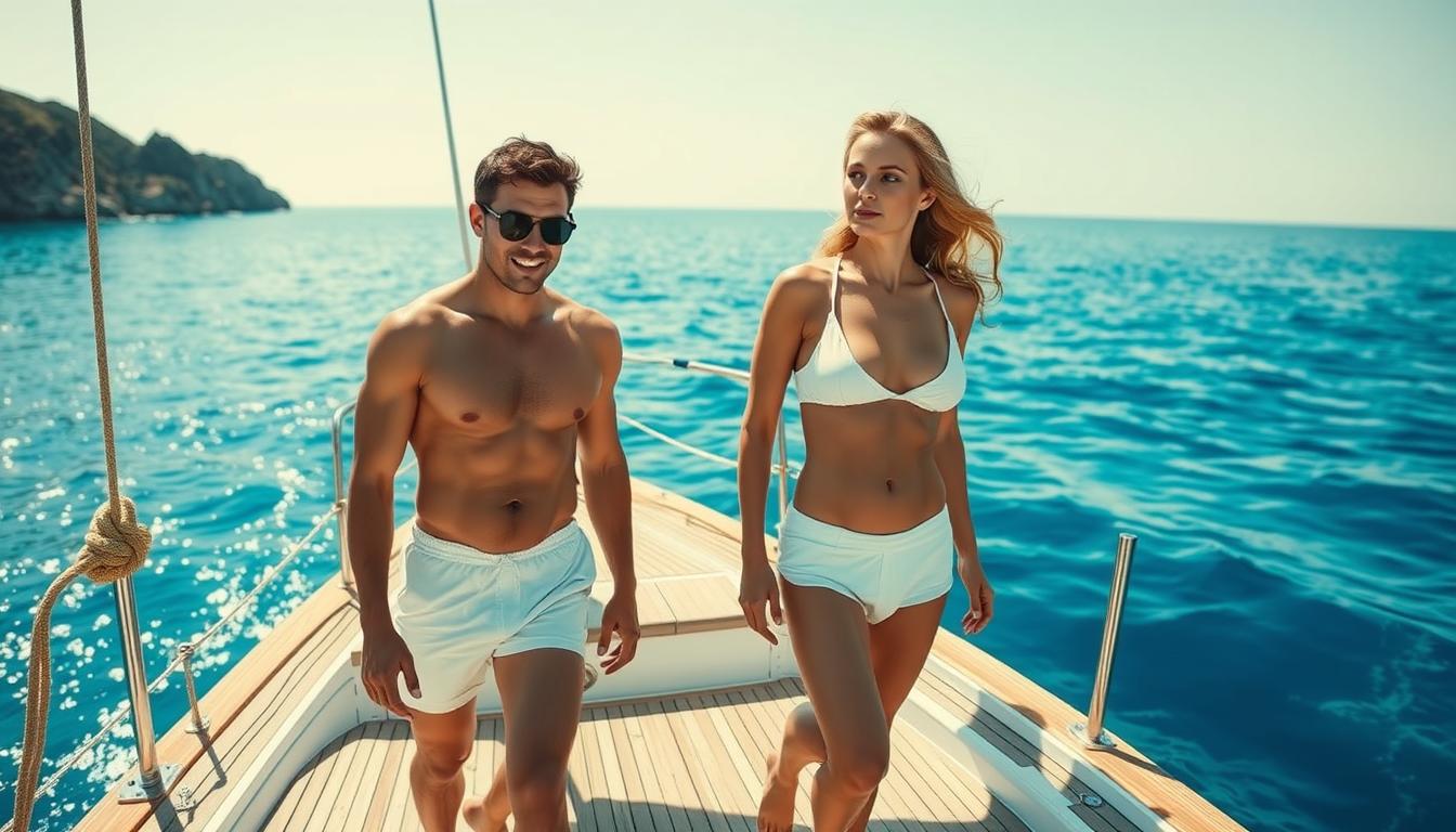 Famous Dolce & Gabbana Light Blue advertisement with models on a boat in Capri