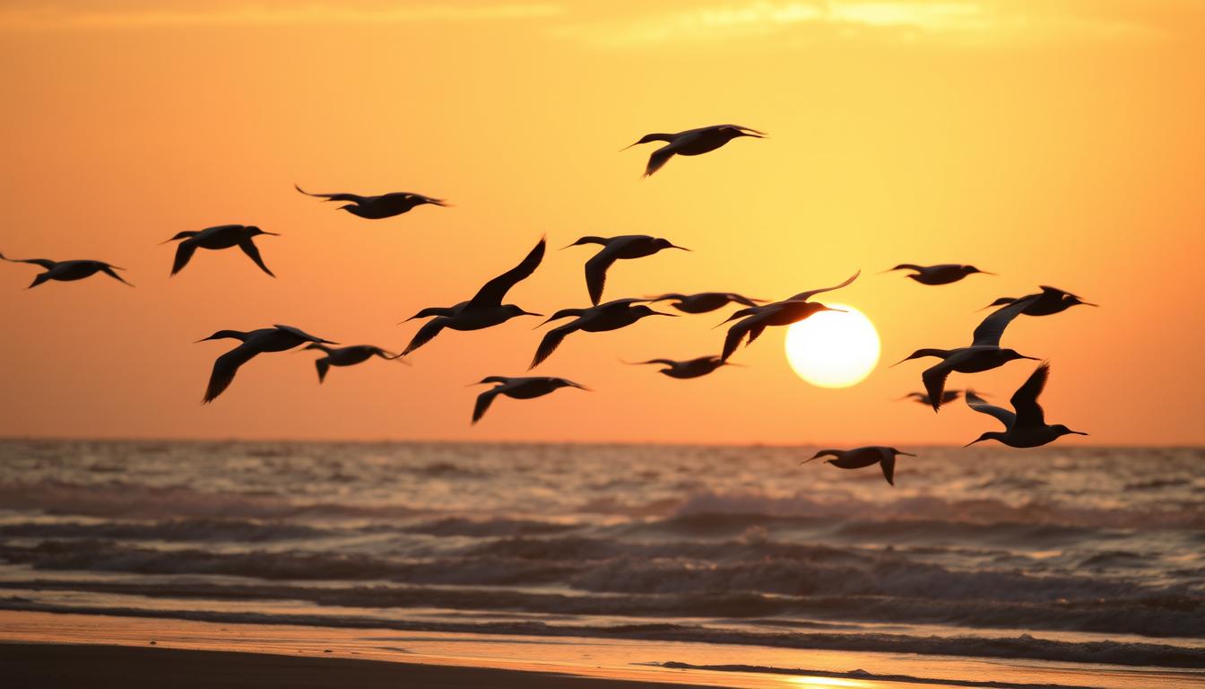 migración de aves costeras