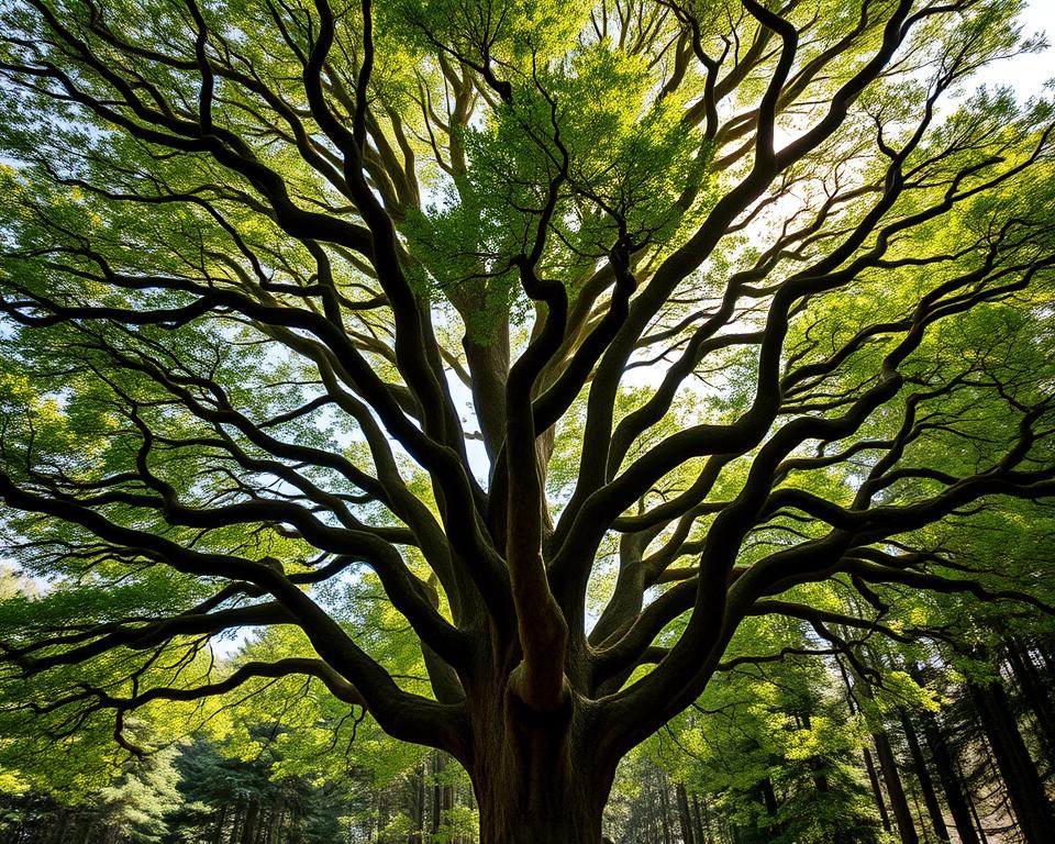 groenblijvende meerstammige boom