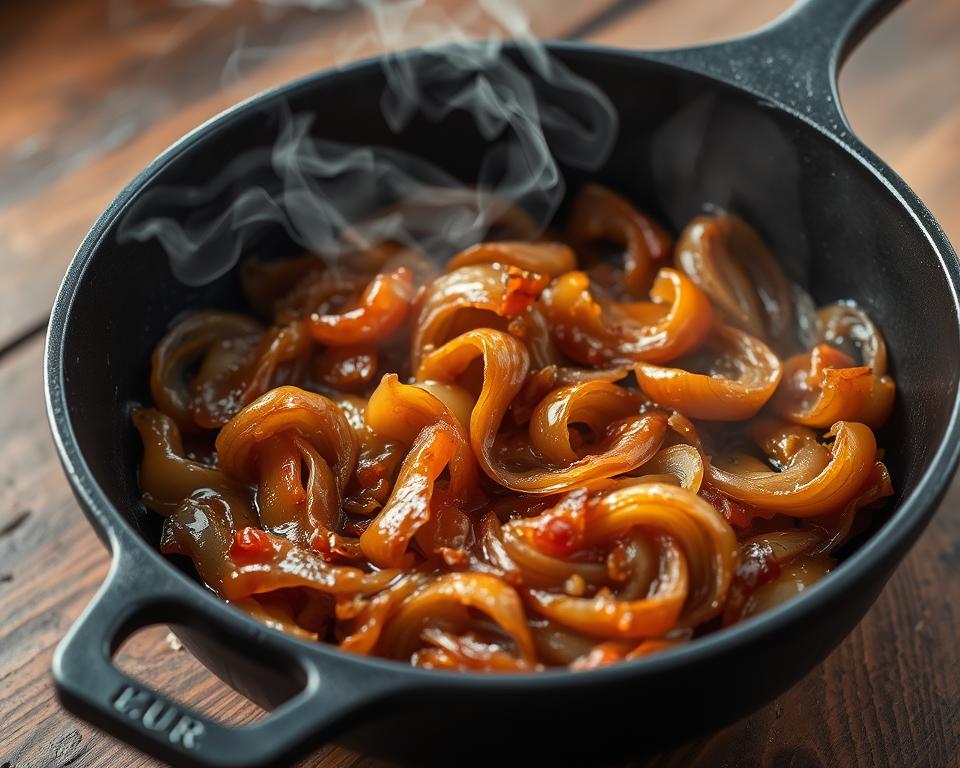 cipolle caramellate in padella