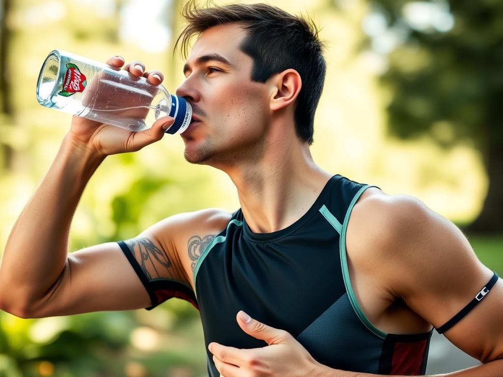 Runner staying hydrated during a workout