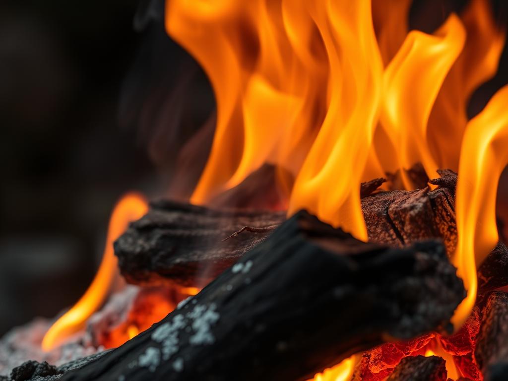 Real fire showing combustion with visible flames