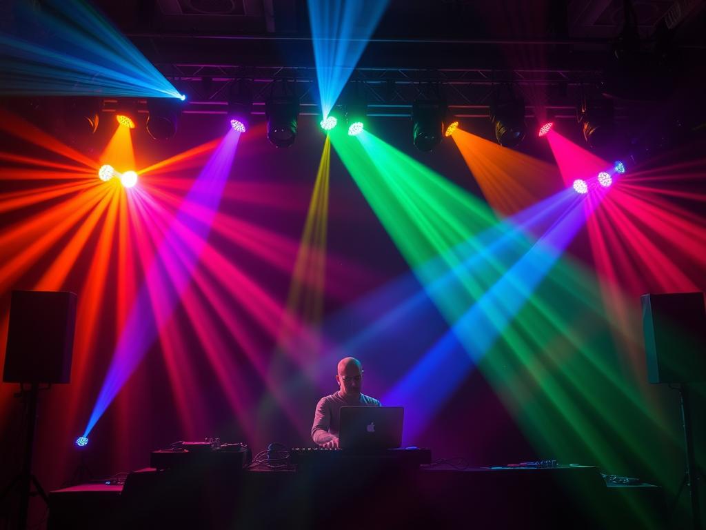 DJ using moving head lights at an event