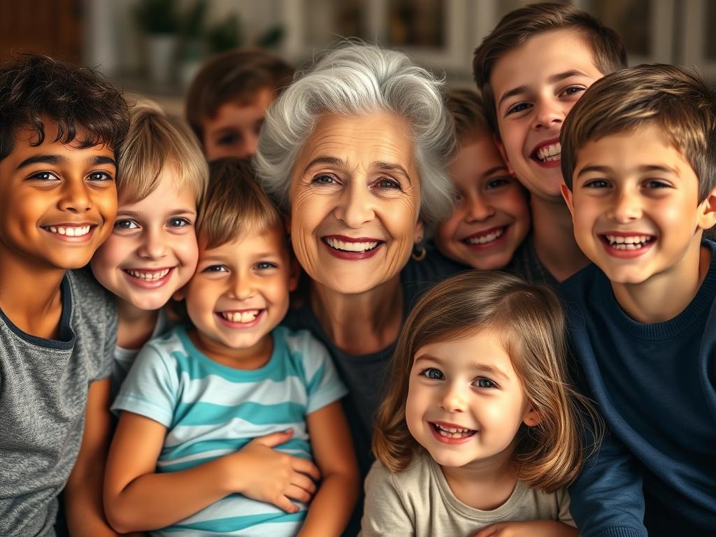 Mother-in-law with all her grandchildren as a best gift for mother in law idea