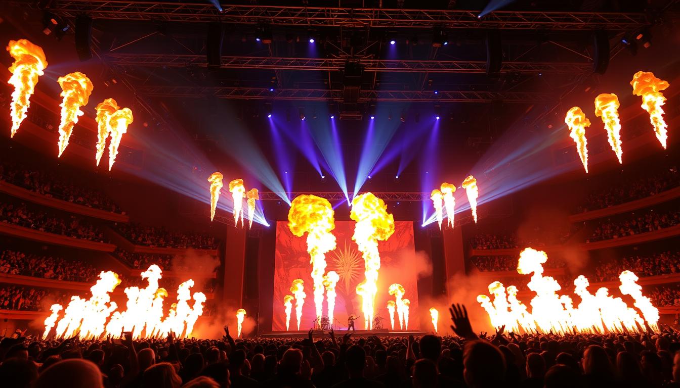 Successful flame machine effect at a large concert event