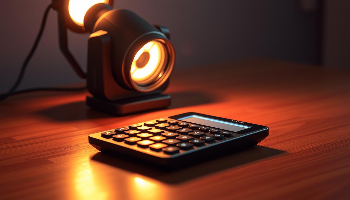 An infographic or calculator showing the break-even point for owning vs. renting moving head lights.