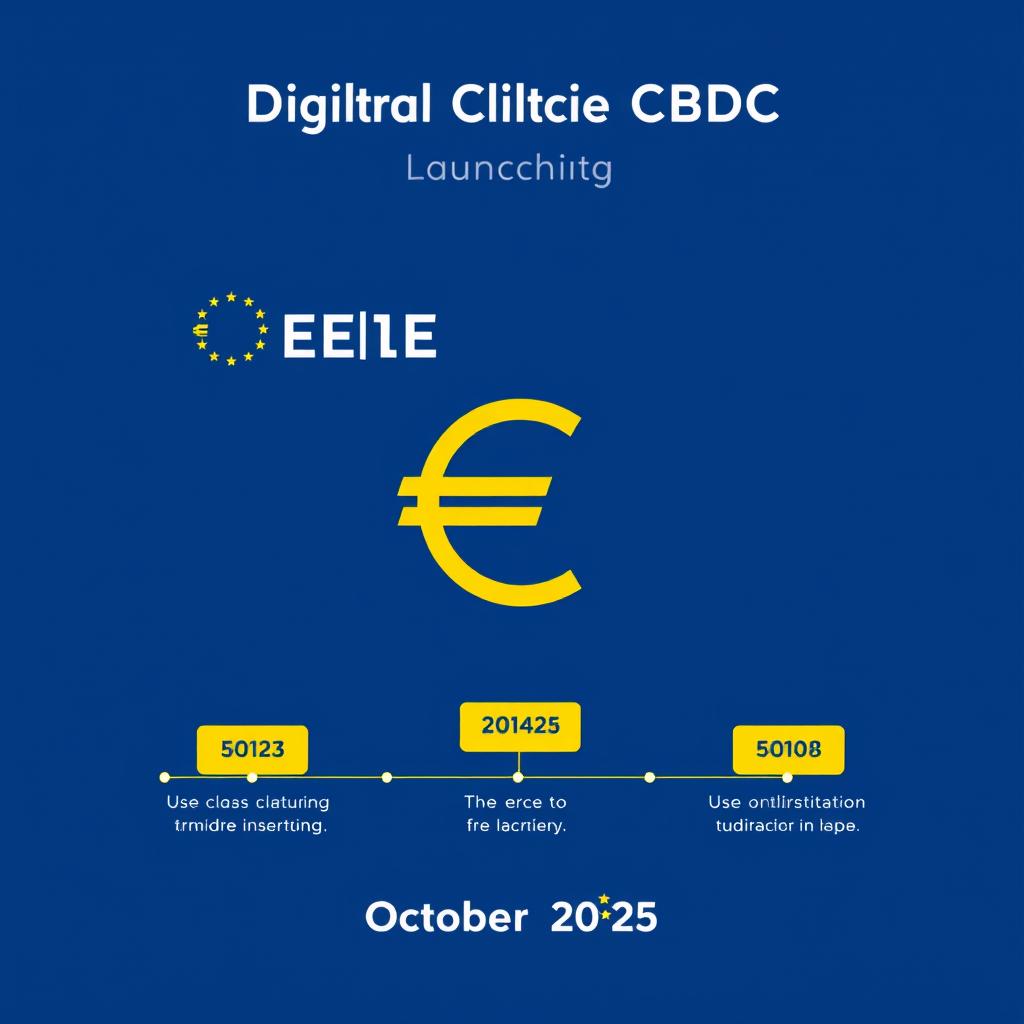 Digital Euro CBDC launch date October 2025 with ECB logo and timeline