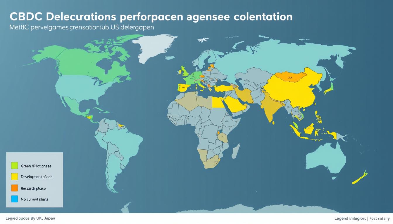 World map showing CBDC development status across different countries