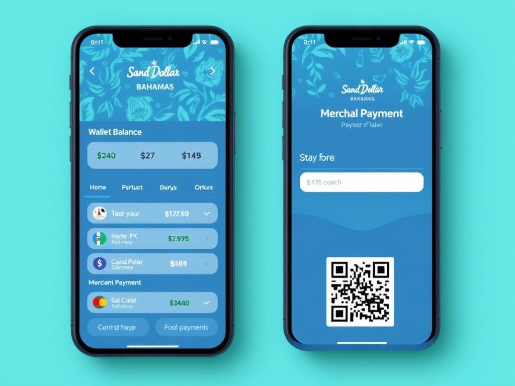 Sand Dollar app interface showing wallet and transaction features