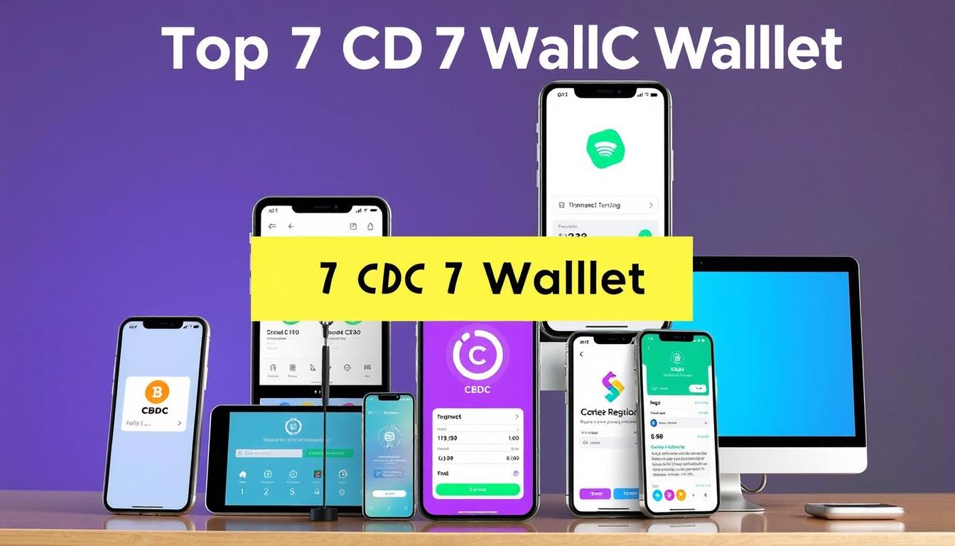 The top 7 CBDC wallets displayed on multiple devices showing their interfaces